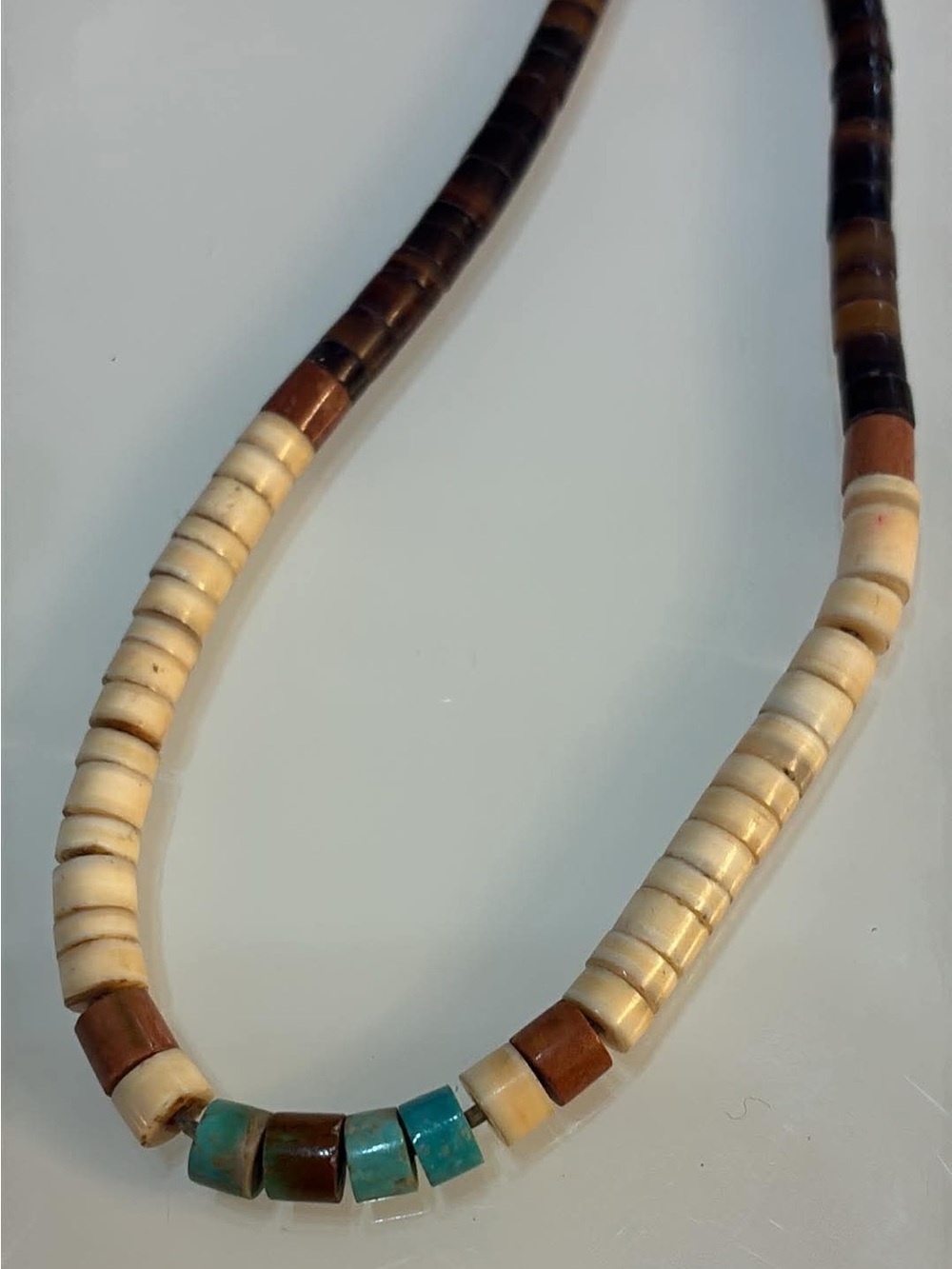 Handcrafted Cream and Turquoise Beaded Necklace